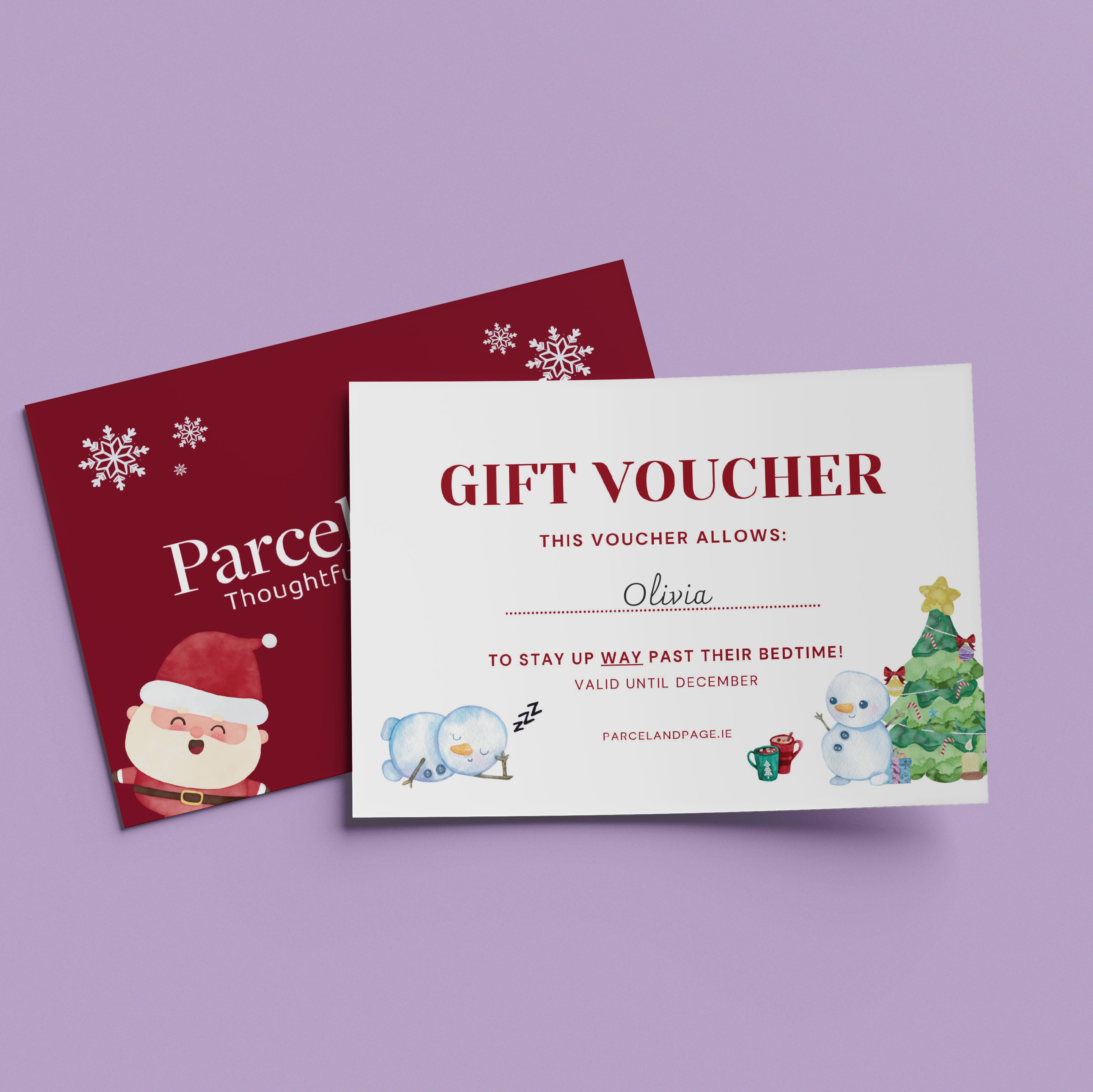 Kids reward pass – stay up late pass card in Christmas design personalised